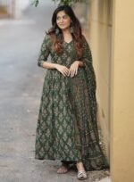 Women Printed Flared A-Line Kurta with Pant and Dupatta Suit Set | Kurta Set - Image 2