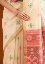 Cream Zariwork Tissue Saree - Image 2