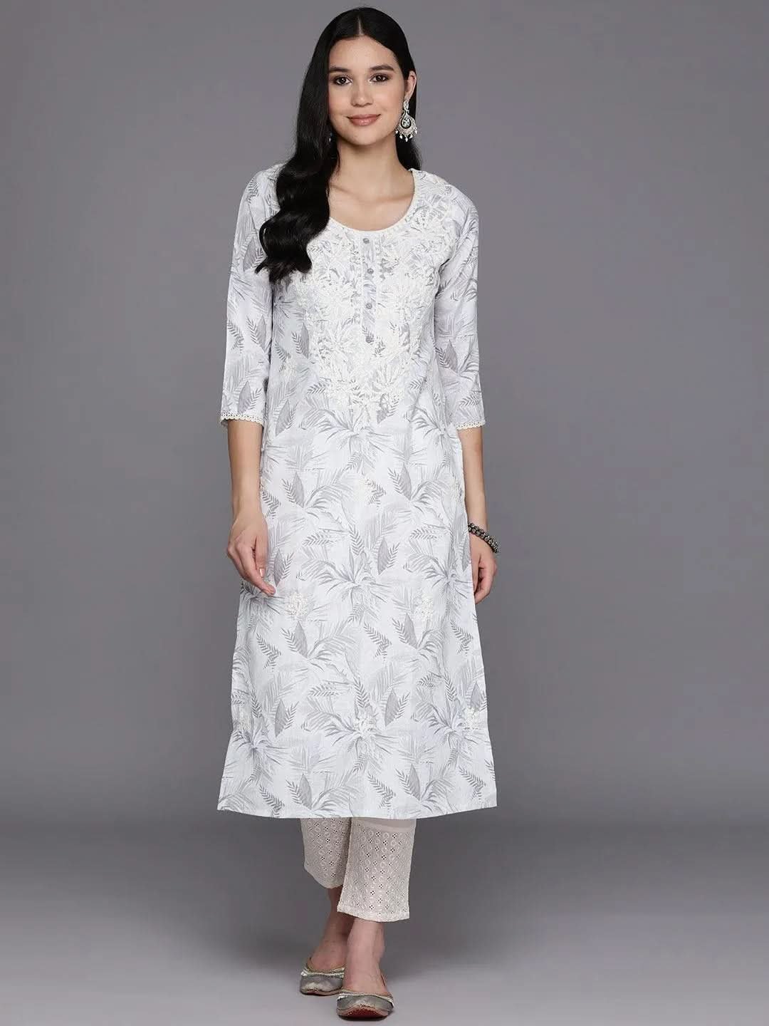 off-white-printed-cotton-straight-kurta-libas-1-27531545903254.jpg Off White Printed Cotton Straight Kurta - Image 1