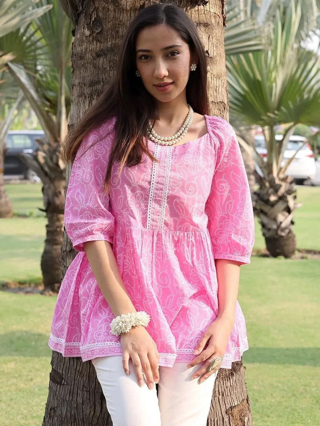 pink-printed-cotton-a-line-kurti-libas-1-27531220680854.jpg Pink Printed Cotton A-Line Kurti - Image 1